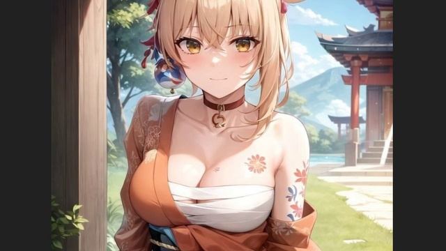 03 Красивая Аниме Девушка в кимоно