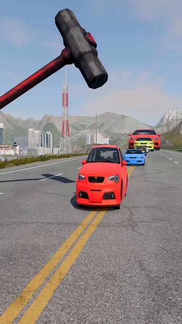B5YiJGLE73g - Colorful Small to Big Cars vs Hammer ｜ BeamNG.drive!