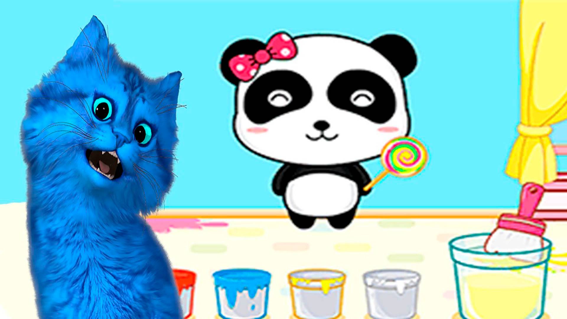 МИУ МИУ СМЕШЕНИЕ КРАСОК С КОТЕНКОМ АЛЬБО ДЕТСКАЯ РАЗВИВАЮЩАЯ ИГРА Baby Panda Color Mixing Studio #58