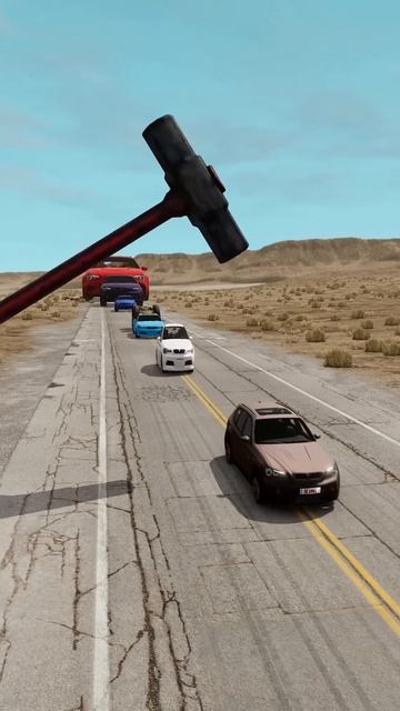 NkzISbKLPIA - Colorful Small to Giant Cars vs Hammer ｜ BeamNG.drive!