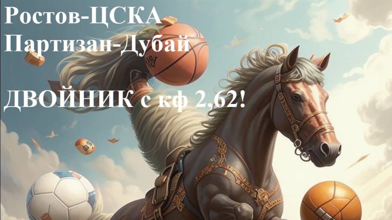"Конский двойник" с кф 2,62! Ростов-ЦСКА, Партизан-Дубай прогнозы на футбол и баскетбол 1 июня 2025