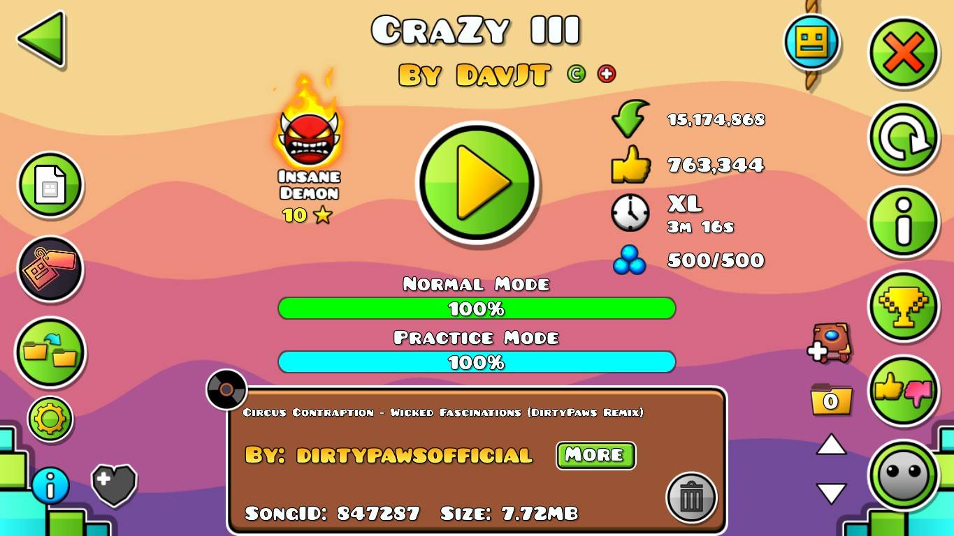 Geometry Dash. CraZy III by DavJT - 100%