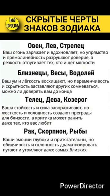 Скрытые черты знаков зодиака #знакизодиака #zodiacsigns #гороскоп #астрология #astrology