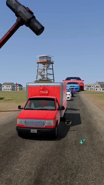 -OV2VtYnuLg - Colorful Small to Giant Cars vs Hammer ｜ BeamNG.drive!