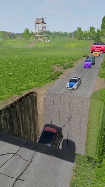 SmElJ9CE7Qw - Colorful Small to BIG Cars vs Ramp & Giant Pit ｜ BeamNG.drive!