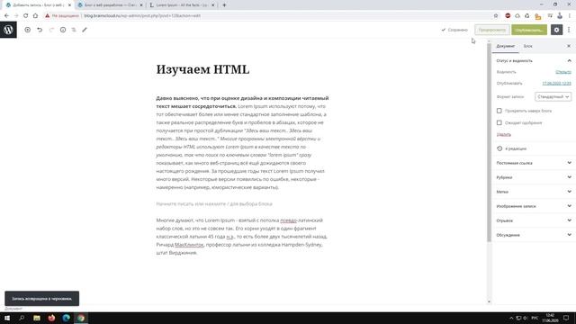 Создание сайта на Wordpress #5. Записи, страницы, SEO