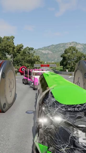 RPQGoHGHffo - Long Trucks & Capsule Bus vs Hydraulic Crush - BeamNG.Drive!