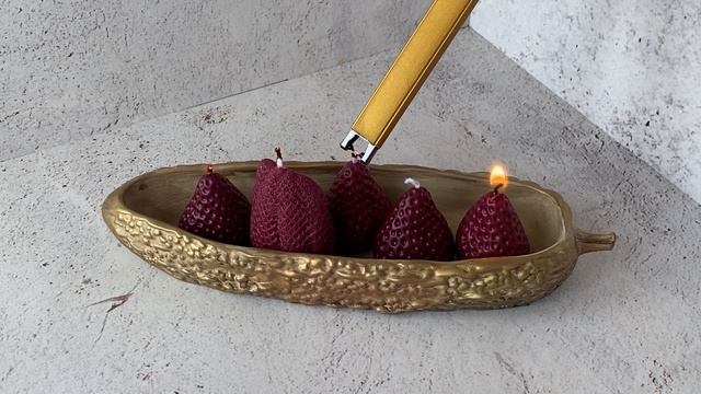 🍓 Бордовые свечи ручной работы в форме клубники 🍓