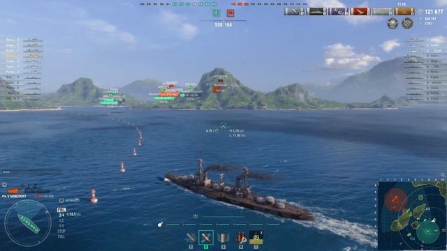 AGINCOURT - ПМК 7-го лвл установили на корабль 5 лвл (WoWS)