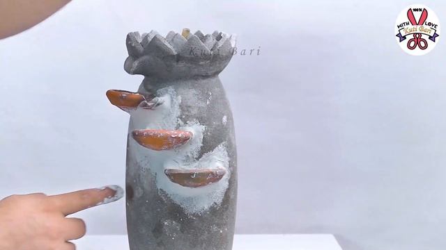 Plastic bottle awesome Waterfall making || 4 Cement Waterfall || Stylish Waterfall Idea