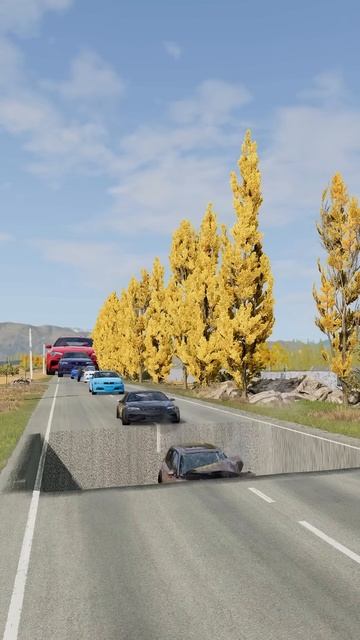 5ls1FWZWcjE - Colorful Small to Giant Cars vs Giant Pit - BeamNG.drive!