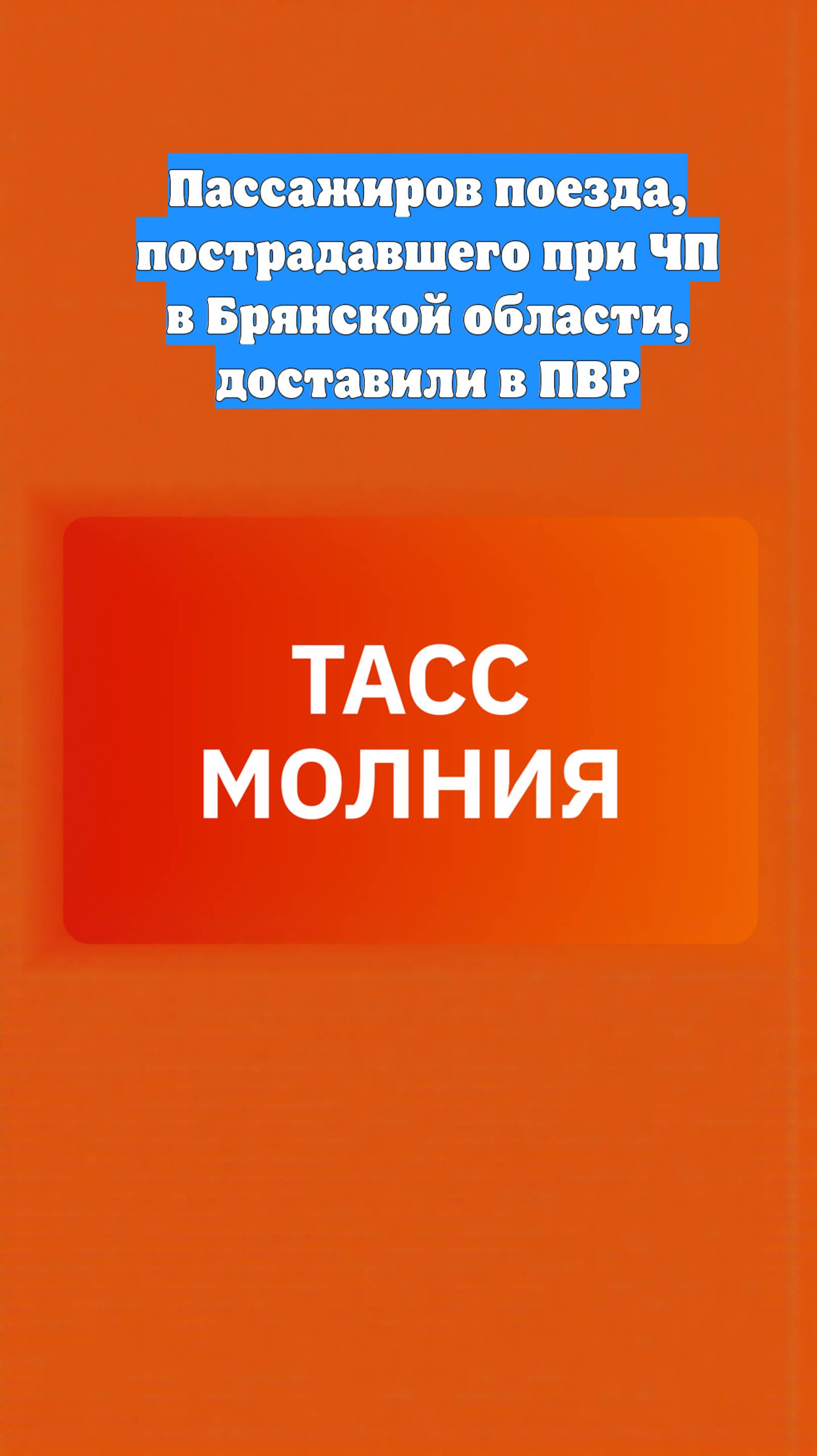 Пассажиров поезда, пострадавшего при ЧП в Брянской области, доставили в ПВР