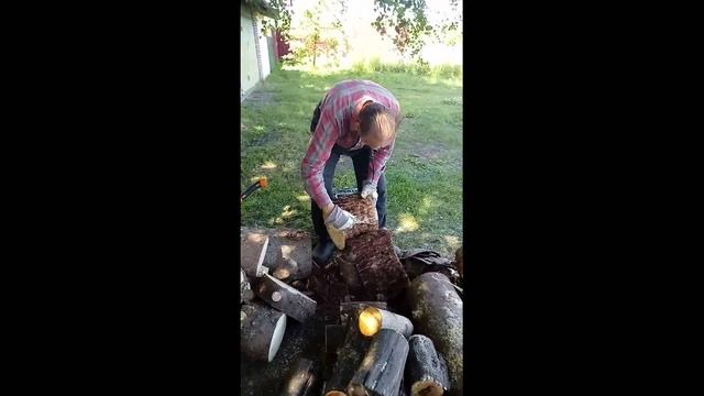 Чистим кору с бревна