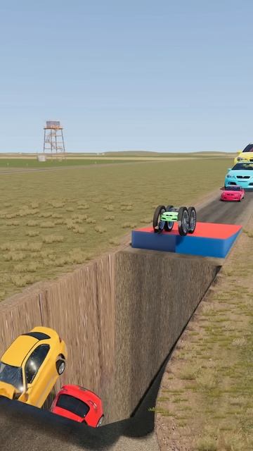 SgryJ7J4HU0 - Colorful Small to Giant Cars vs Ramp & Giant Pit ｜ BeamNG.drive!