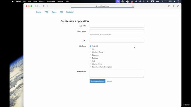 4. Подготовка API ID и API Hash для нашего приложения.