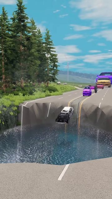HXZCq1ltV6Q - Colorful Small to Giant Cars vs Giant Pit - BeamNG.drive!