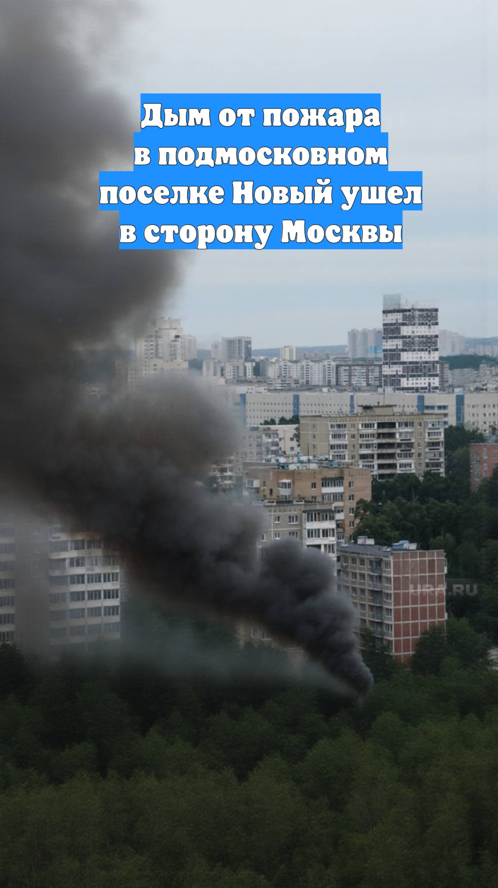 Дым от пожара в подмосковном поселке Новый ушел в сторону Москвы