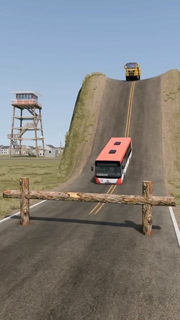Z2zqU_jnm2s - Colorful trucks & Buses vs Log Trap - BeamNG.drive!