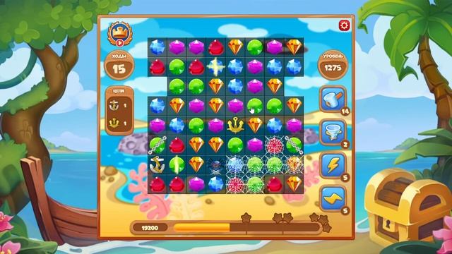 Как пройти уровень 1275 игры Сокровища Пиратов