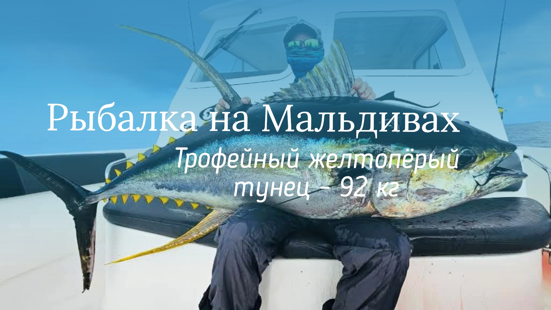 Рыбалка на Мальдивах в мае 2025. Трофейный желтопёрый тунец - 92 кг.