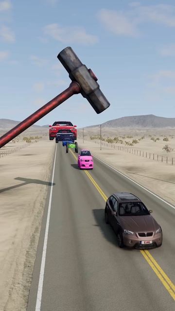 vVfzUevxz9w - Colorful Small to Giant Cars vs Hammer ｜ BeamNG.drive!