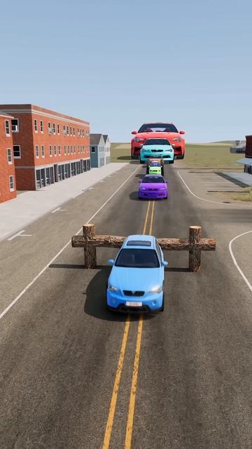 jvw6N3iDxTs - Colorful Small to Giant Cars vs Logtrap ｜ BeamNG.drive!