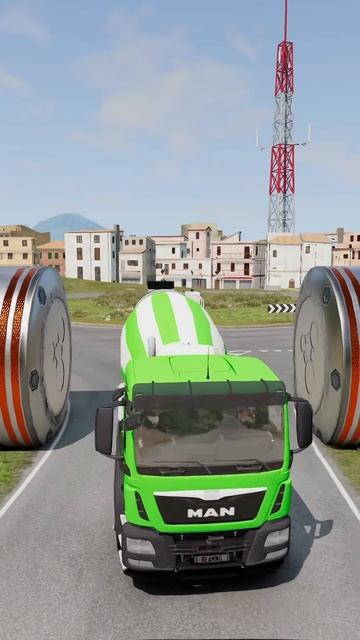 Ubl_dSj0PtE - Colorful Trucks & Buses vs Bollards!