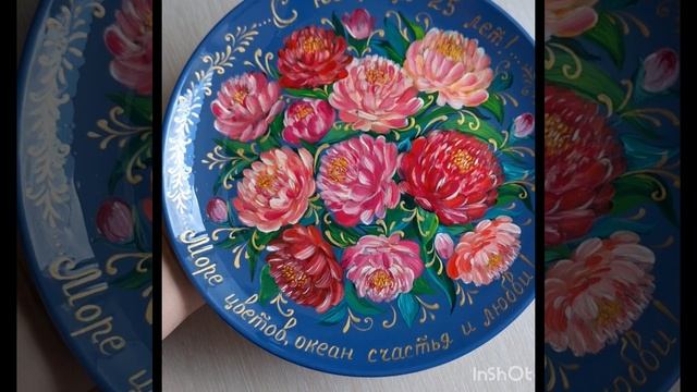 "Пионы". Ручная роспись.