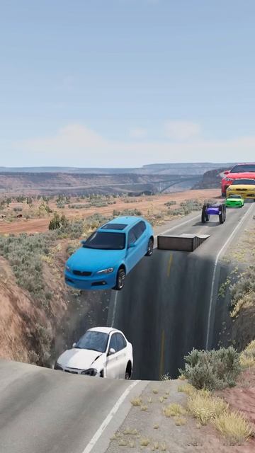 skivNAHq_gU - Colorful Small to Giant Cars vs Ramp & Giant Pit ｜ BeamNG.drive!