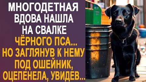 Многодетная вдова нашла на свалке чёрного пса... Но заглянув к нему под ошейник, оцепенела, увидев..