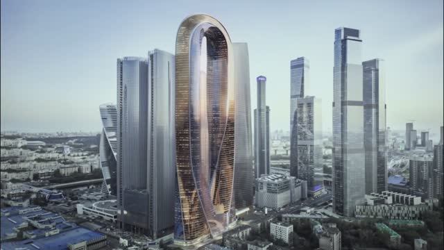 Оживленные ИИ рендеры Москвы будущего