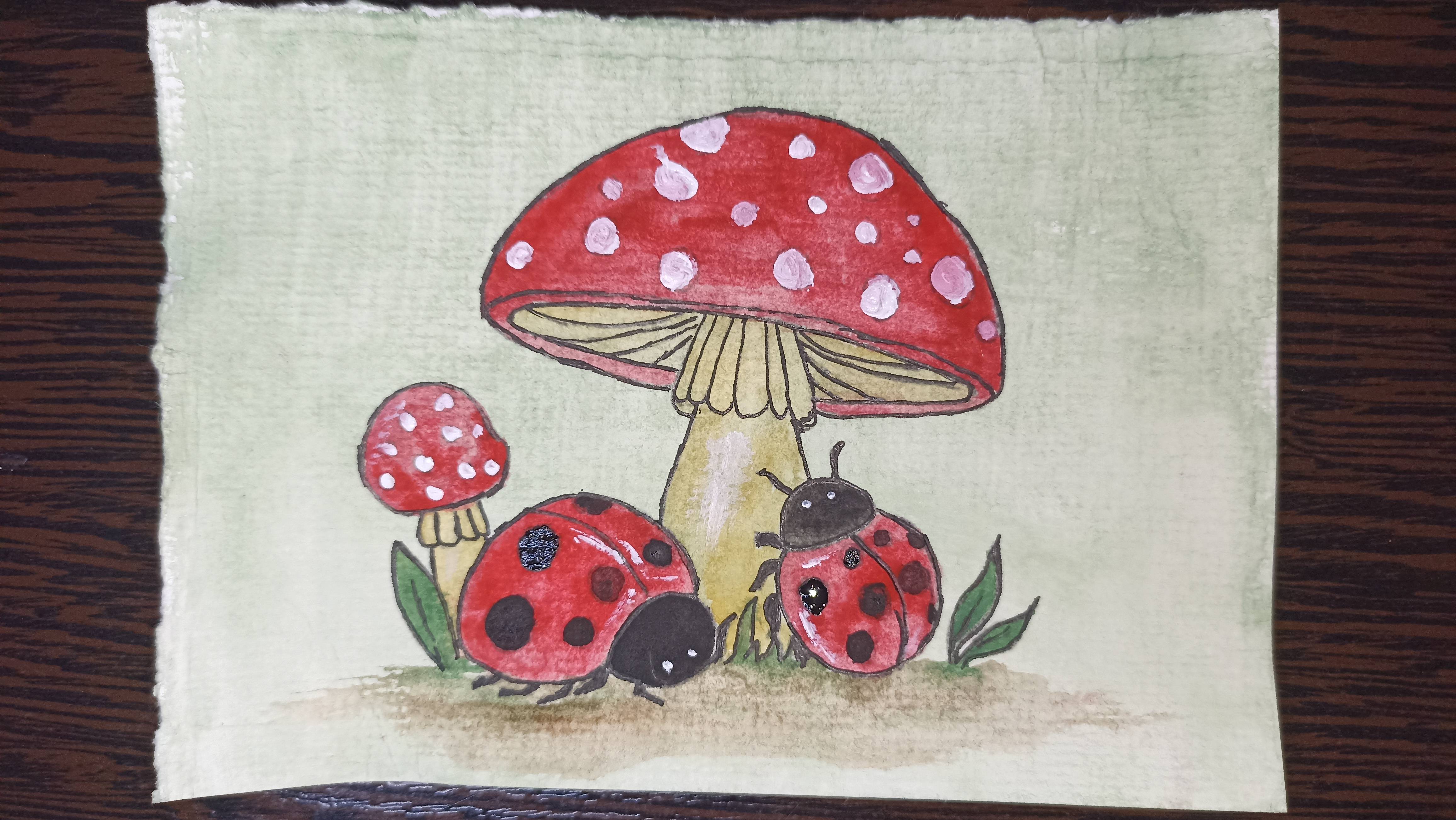 Грибы / Рисунок акварелью