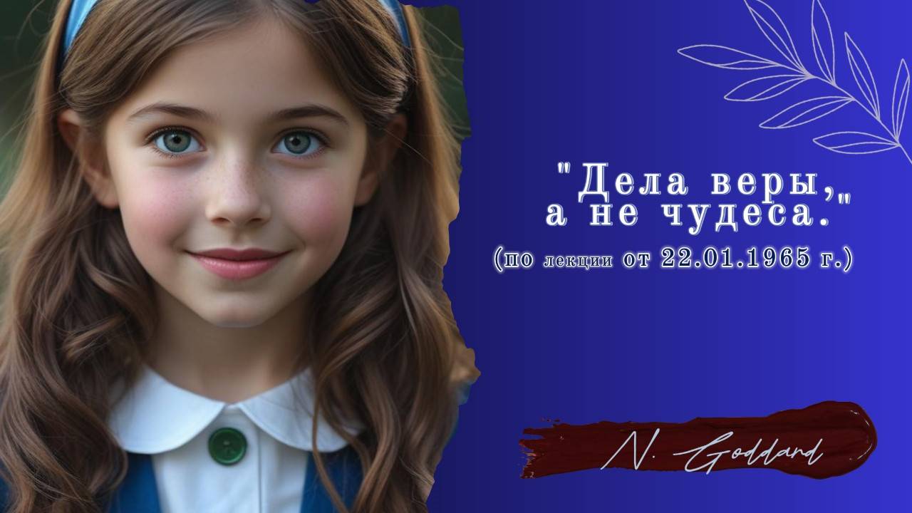 Дела веры, а не чудеса.(по лекции . Годдарда от 22.01.1965 г.)