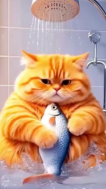 Котик и рыба