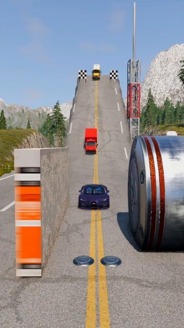 ZQnUEOlapGU - Cars & School Bus vs Bollards Crash - BeamNG.drive #shorts