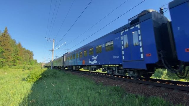 Электропоезд ЭП2Д-0105 «РЭКС» «Рейс №7150» пл.Хлюпино до Москва Белорусская. 02.06.2025.