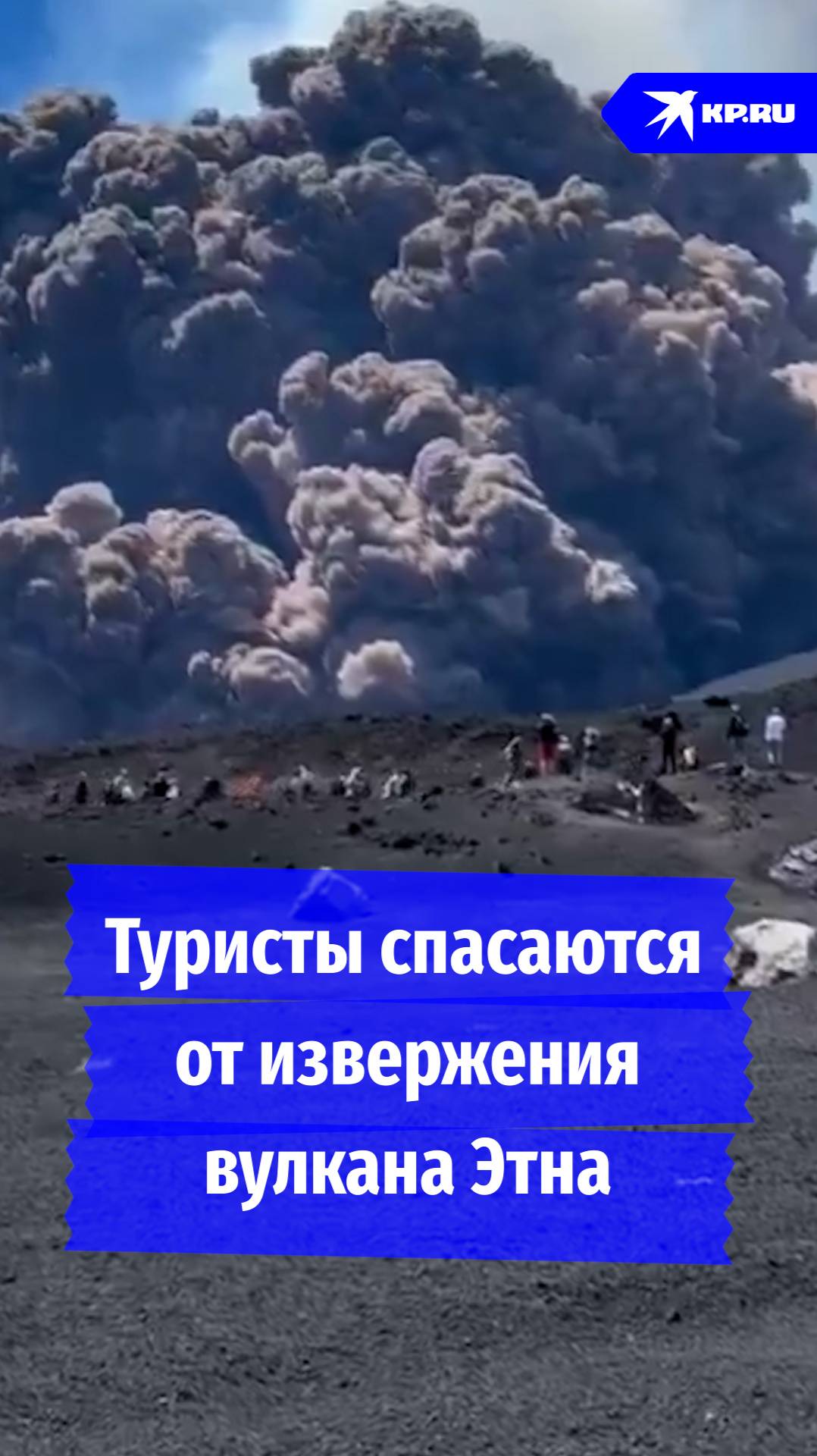 Туристы спасаются от извержения вулкана Этнав Италии