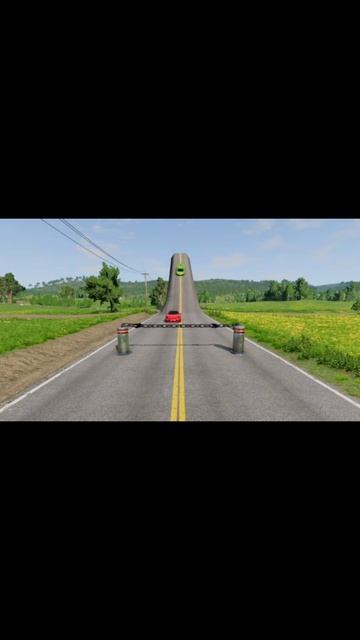 ZV-OWvLY1A0 - Cars vs Chain Bollards Crash - BeamNG Drive #shorts