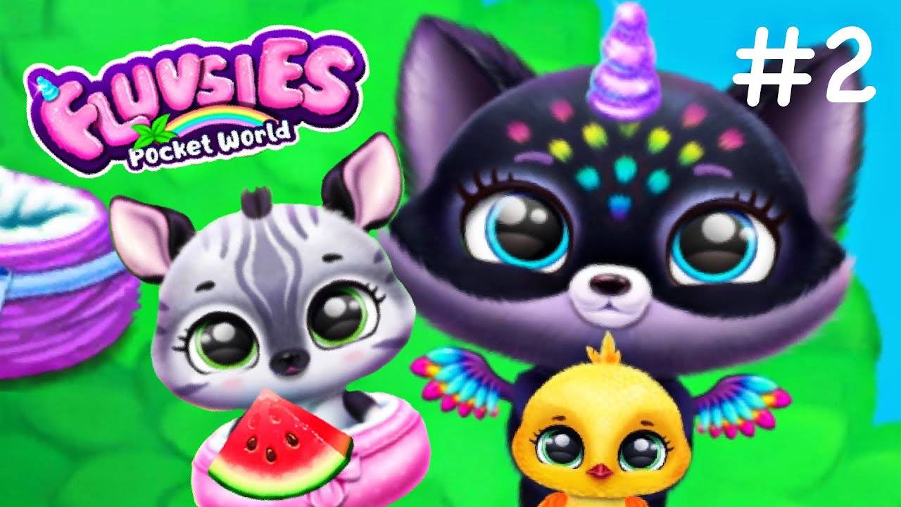 Милый Радужный Кот Единорог Спасает Зверят! Играем в игру - Fluvsies Pocket World Part 2
