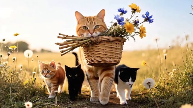 Кошка зарабатывает деньги на праздник котятам.