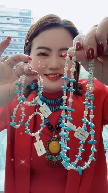 250602-10 Stunning! Turquoise & Pearl Set: Romantic Love Letter of Warm and Cool Tones