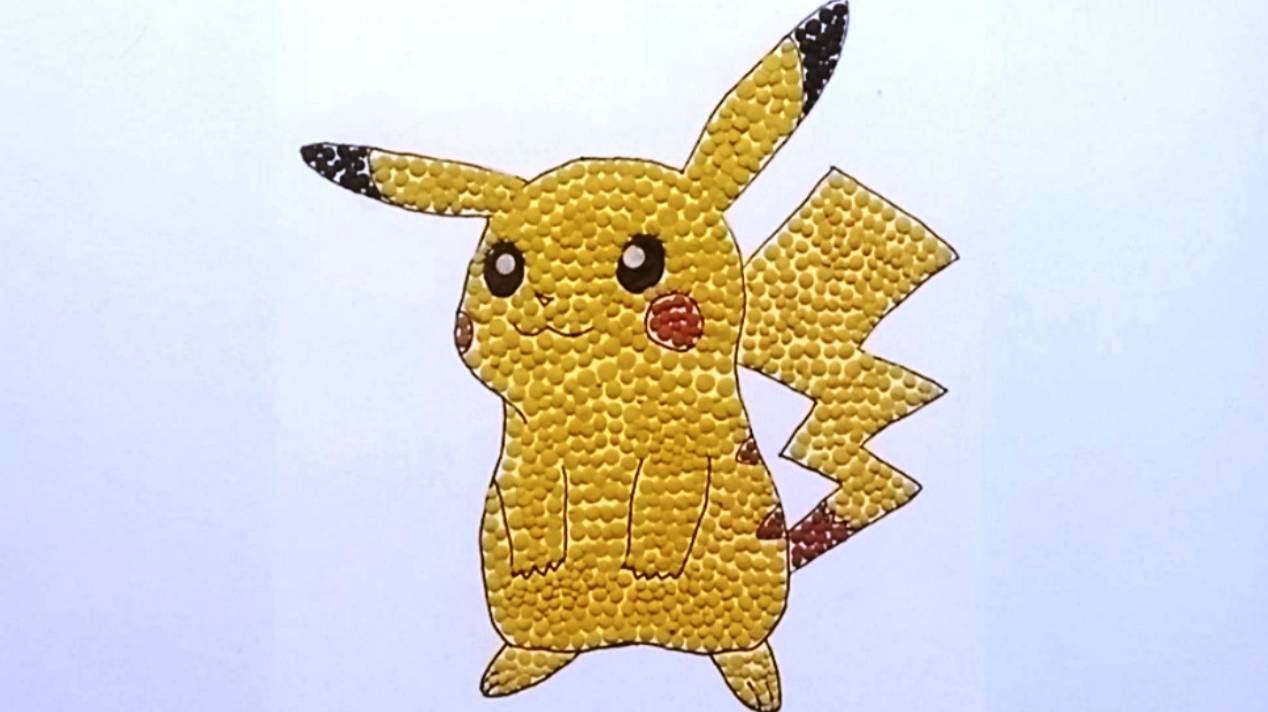 Покемон Пикачу № 25 в технике пластилинография/ Pokemon Pikachu № 25