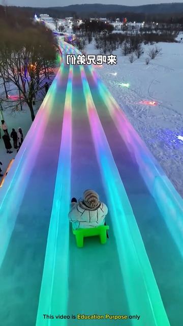 Girl Slides Snow Bridge #shortsvideo