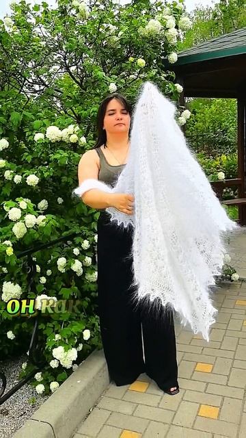 ОТ СЕРДЦА К СЕРДЦУ- белый ажурный платок +79507500818 семейная артель Пуховая Империя