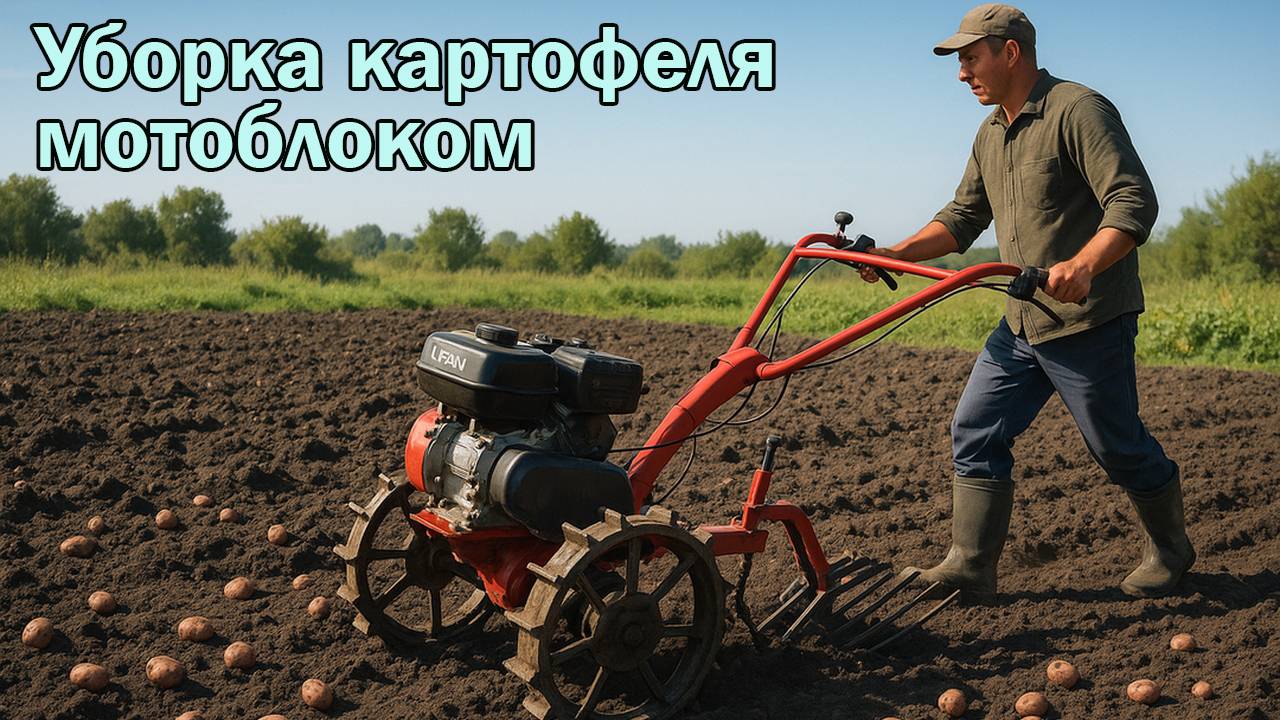 Уборка картофеля мотоблоком