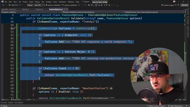 62. Implementing the IValidateOptions interface