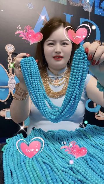 250602-6 Turquoise Bead Strand: Glacier Amber Beauty