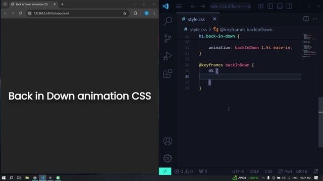 Анимация падающего вниз текста используя HTML & CSS шаг за