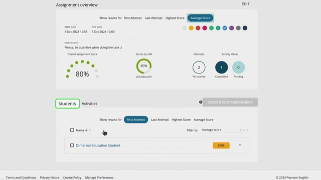 Pearson English Portal - Як перевірити результати виконання дома