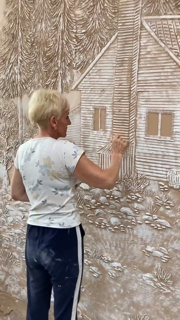 Барельеф в интерьере. Рисунок шпаклевкой. Красивые ст?